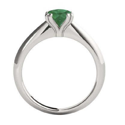 1.00 Carat Emerald Gemstone Solitaire Engagement Rings For Women in 10K White Rose & Yellow Gold