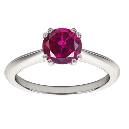 1.00 Carat Ruby Gemstone Solitaire Engagement Rings For Women in 10K White Rose & Yellow Gold