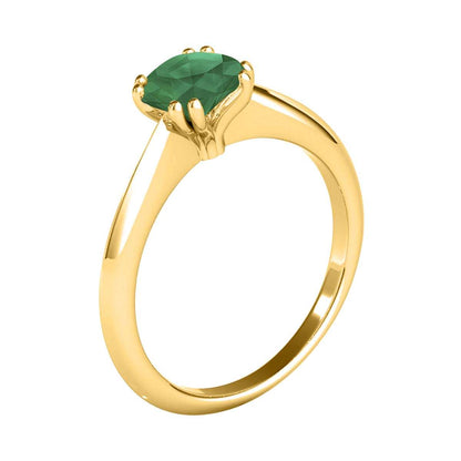 1.00 Carat Emerald Gemstone Solitaire Engagement Rings For Women in 10K White Rose & Yellow Gold