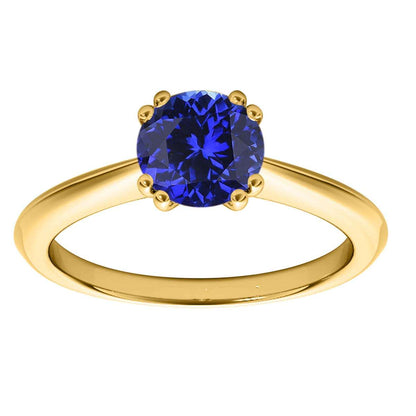 1.00 Carat Tanzanite Gemstone Solitaire Engagement Rings For Women in 10K White Rose & Yellow Gold