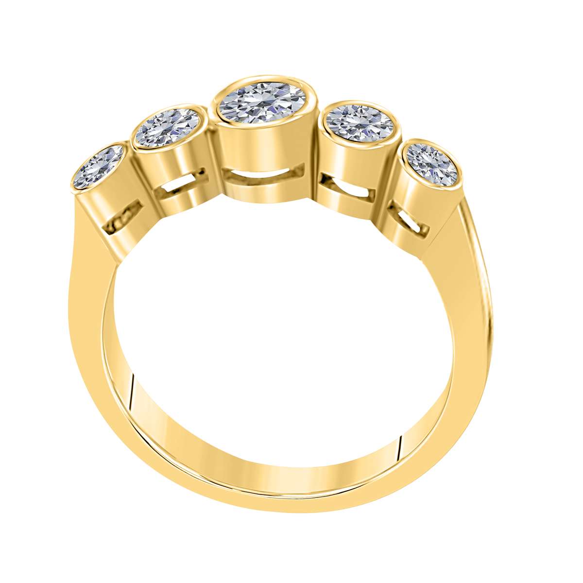 MAULIJEWELS 1/2 Carat Bezel Set Natural Diamond Five Stone Wedding Band For Women In 14K White Rose And Yellow Gold