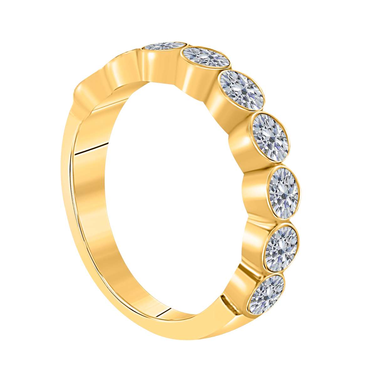 MAULIJEWELS 14K White Rose Yellow Gold 0.55 Carat Brilliant Cut Diamond Bezel Set Wedding Band For Women