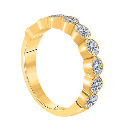 MAULIJEWELS 14K White Rose Yellow Gold 0.55 Carat Brilliant Cut Diamond Bezel Set Wedding Band For Women