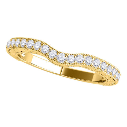 0.25 Carat Sparkling Round Diamond Hand-Finished Wedding Band For Women In 10K Rose White & Yellow Gold