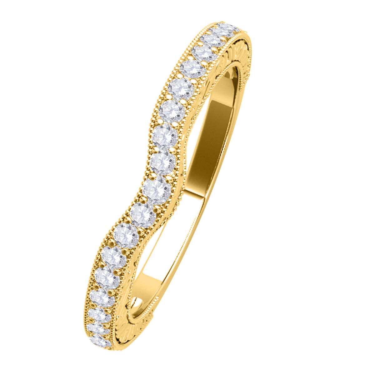 0.25 Carat Sparkling Round Diamond Hand-Finished Wedding Band For Women In 10K Rose White & Yellow Gold