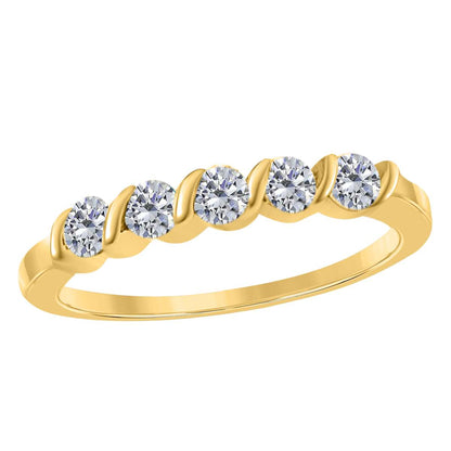 0.50 Carat Classic White Diamond Channel Set Wedding Band For Women In 14K Rose White & Yellow Gold