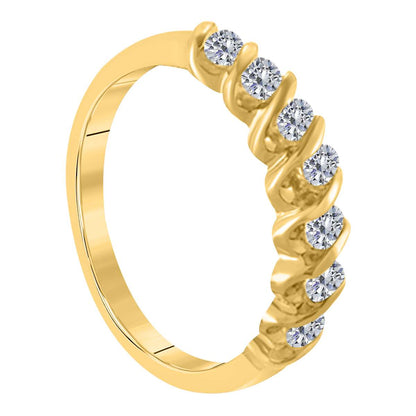 1/2 Carat Sparkler Round Diamond Channel Set Wedding Band For Women In 10K Rose White & Yellow Gold