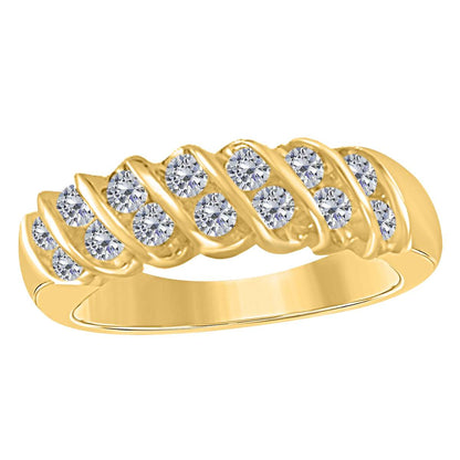 0.55 Carat 10K Rose White & Yellow Gold Natural Diamond Wedding Band for Women's