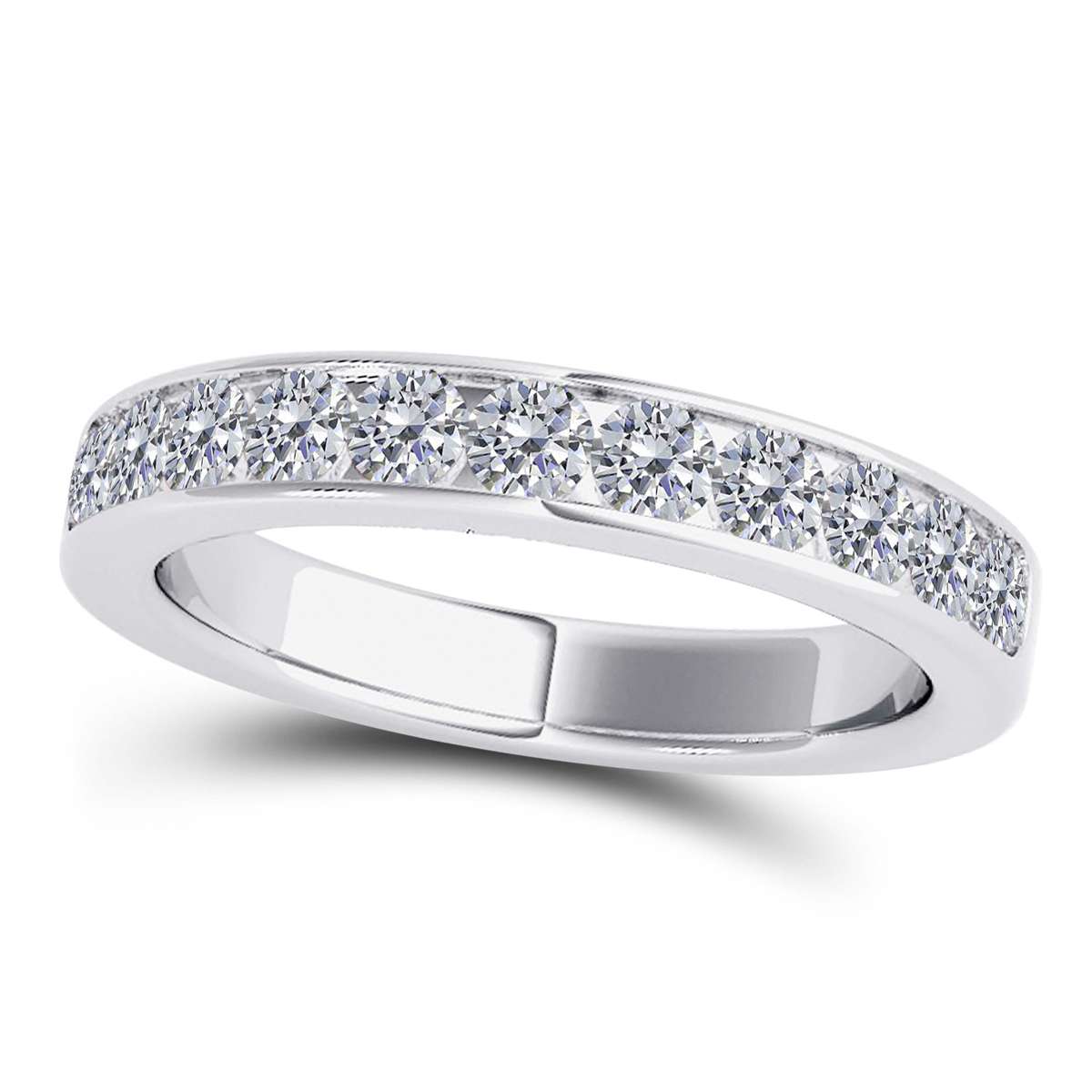 0.55 Carat White Diamond Channel Set Wedding Band For Women in 14K Rose White & Yellow Gold