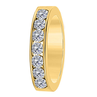 1/2 Carat Brilliant Cut Round Diamond 7 Stone Channel Set Engagement Wedding Band In 14K Rose White & Yellow Gold