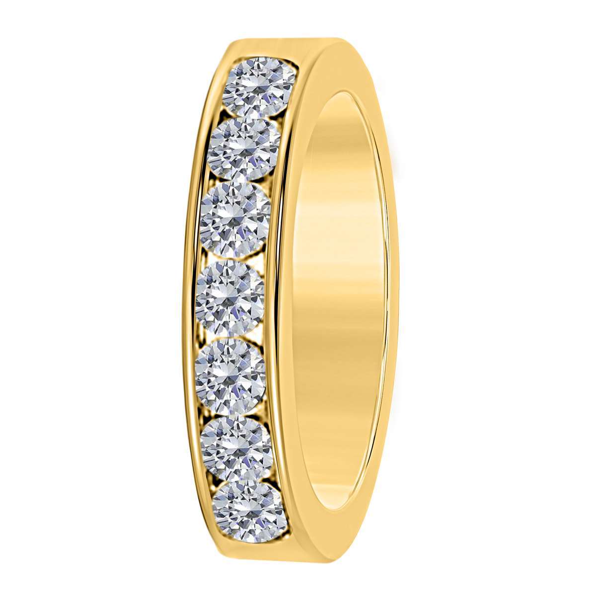 1.00 Carat Natural Diamond Seven Stone Channel Set Wedding Band For Women in 14K Rose White & Yellow Gold