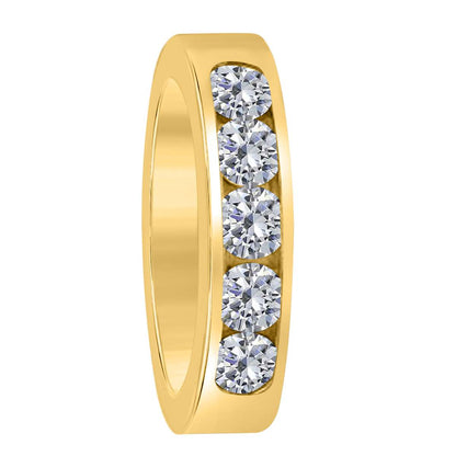 0.50 Carat Five Stone Channel Set Engagement Wedding Band In 14K White Rose & Yellow Gold