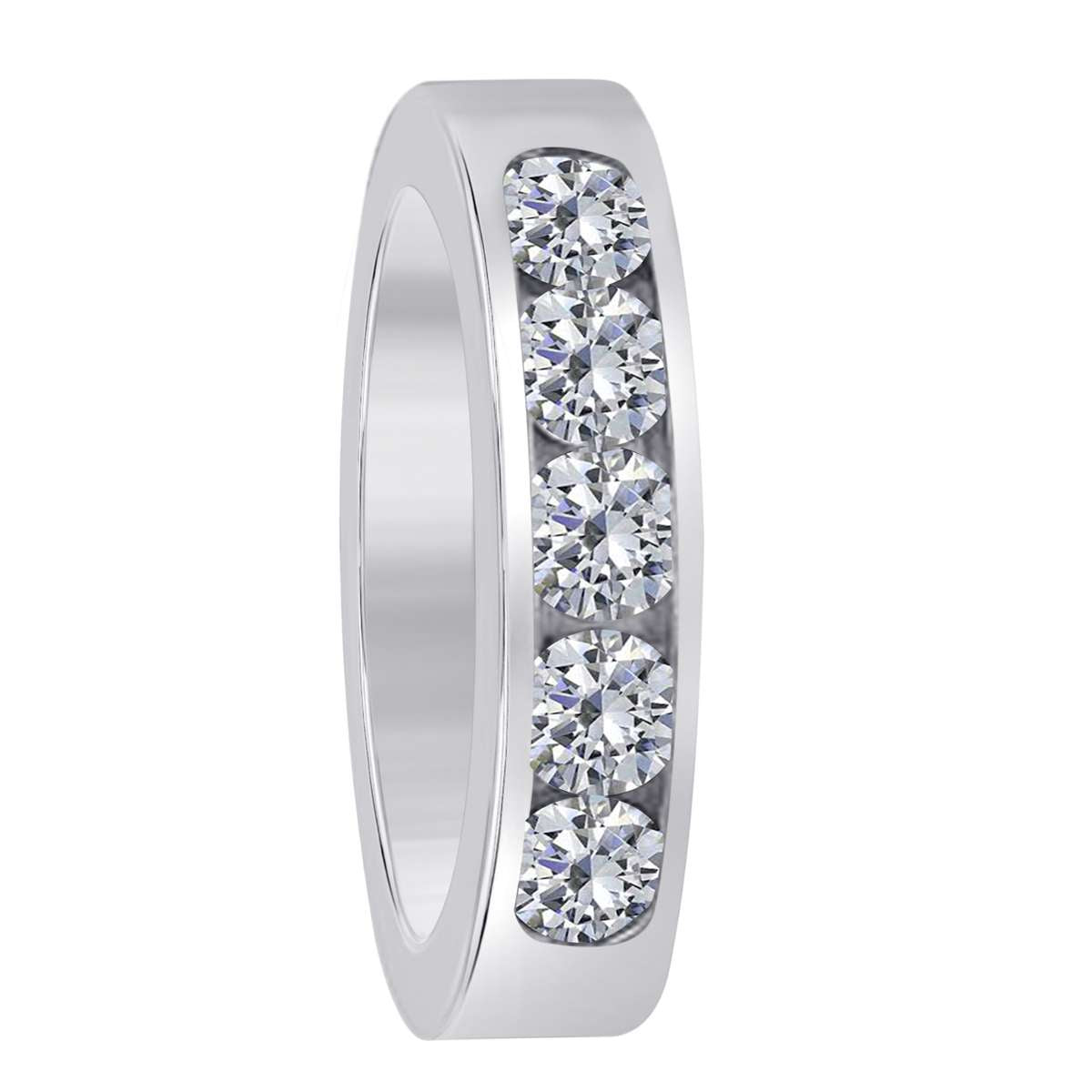 1.00 Carat Brilliant Cut White Diamond Channel Set Wedding Band In 14K Rose White & Yellow Gold