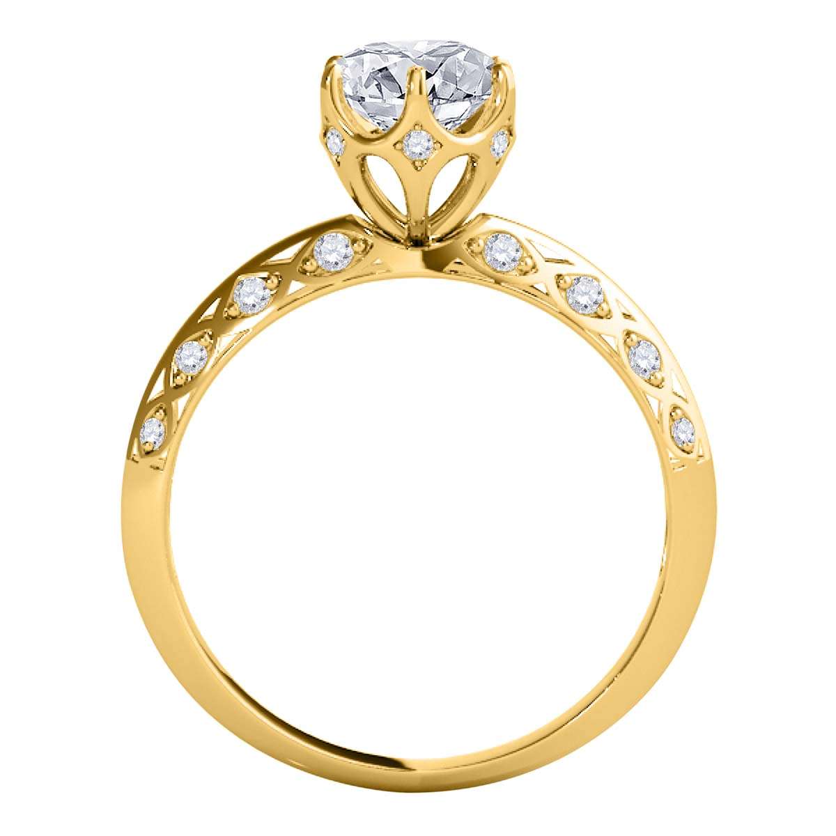 0.75 Carat Halo Diamond ( H-I/ I1-I2 ) Prong Set Engagement Rings for Women In 14K Rose White & Yellow Gold