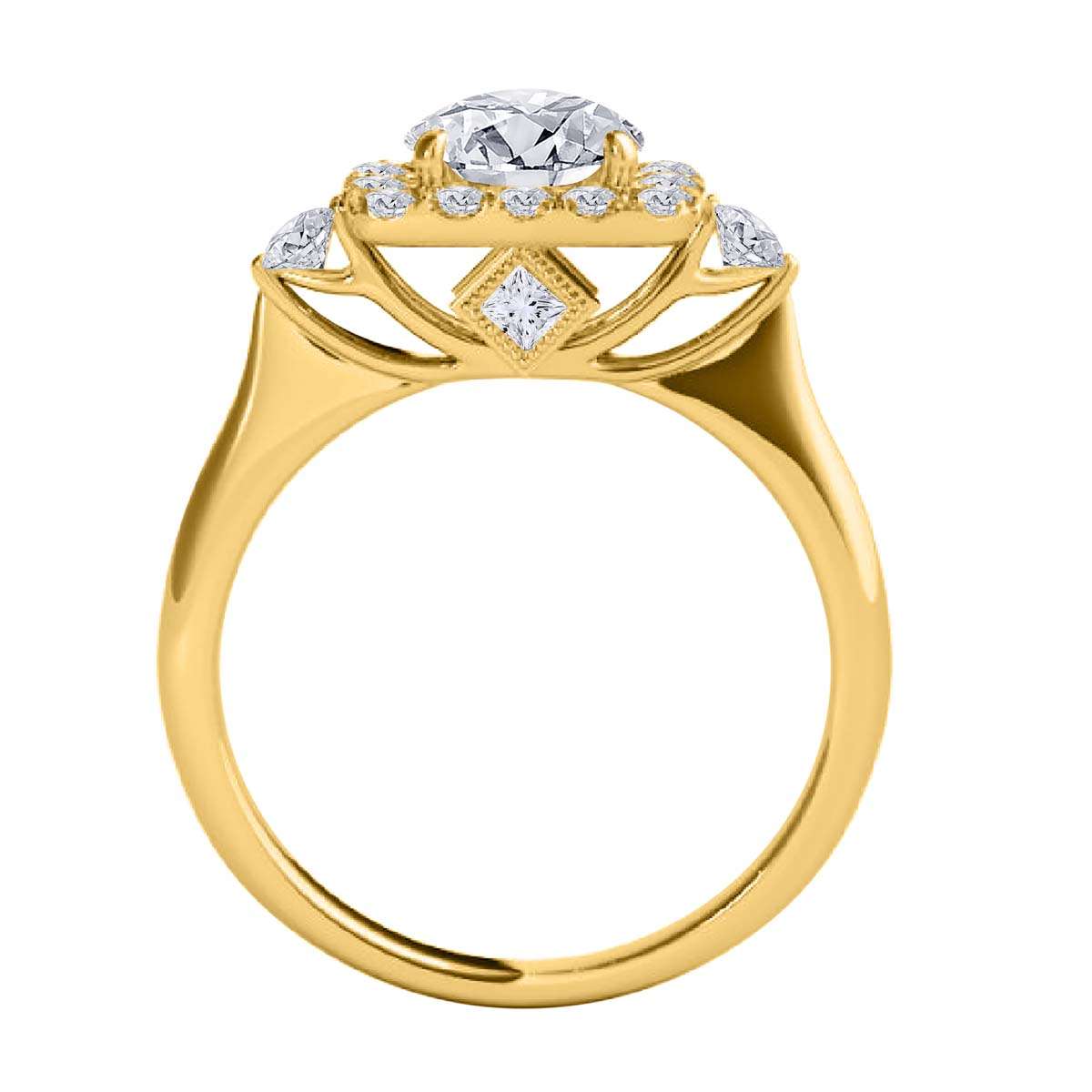 1.00 Carat Halo Natural Diamond Engagement Rings For Women In 14K Rose White & Yellow Gold