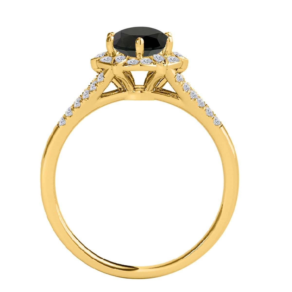 1.00 Carat Halo Natural Black Diamond Engagement Rings In 10K Rose White & Yellow Solid Gold