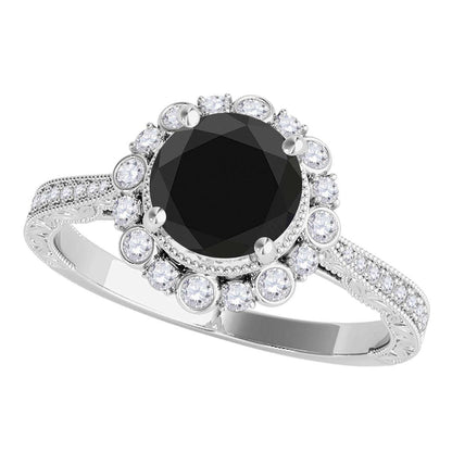 1.25 Carat Black Diamond Wedding Engagement Ring For Women In 10K Rose White & Yellow Gold