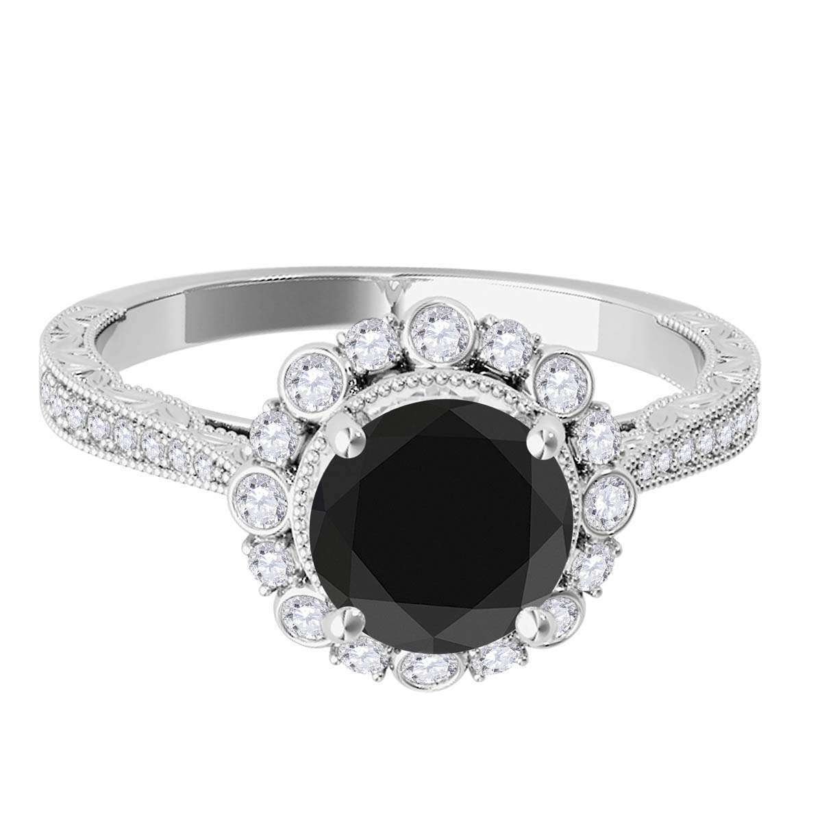 1.25 Carat Black Diamond Wedding Engagement Ring For Women In 10K Rose White & Yellow Gold