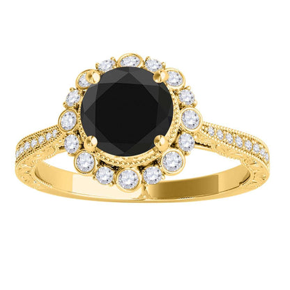 1.25 Carat Black Diamond Wedding Engagement Ring For Women In 10K Rose White & Yellow Gold