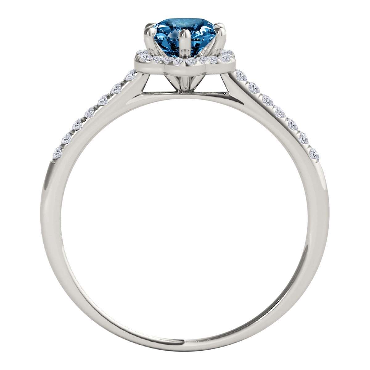 10K Rose White & Yellow Gold 0.50 Carat Halo Blue Diamond Engagement Rings For Women