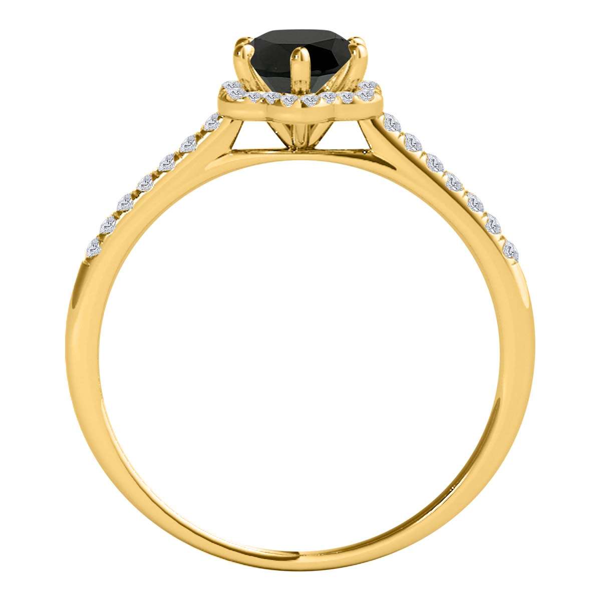 1/2 Carat Halo Black & White Diamond Engagement Rings For Women in 10K Rose White & Yellow Gold