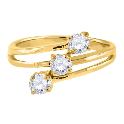 0.50 Carat Natural Diamond Prong Set Three Stone Engagement Wedding Rings In 10K Rose White & Yellow Gold