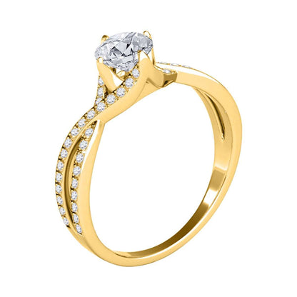 MAULIJEWELS 0.75 Carat Natural Diamond Twisted Shank Engagement Rings For Women In 14K Rose White & Yellow Gold