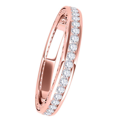 1/2 Carat Brilliant Cut Diamond Channel Set Wedding Band For Women In 14K Rose White & Yellow Gold