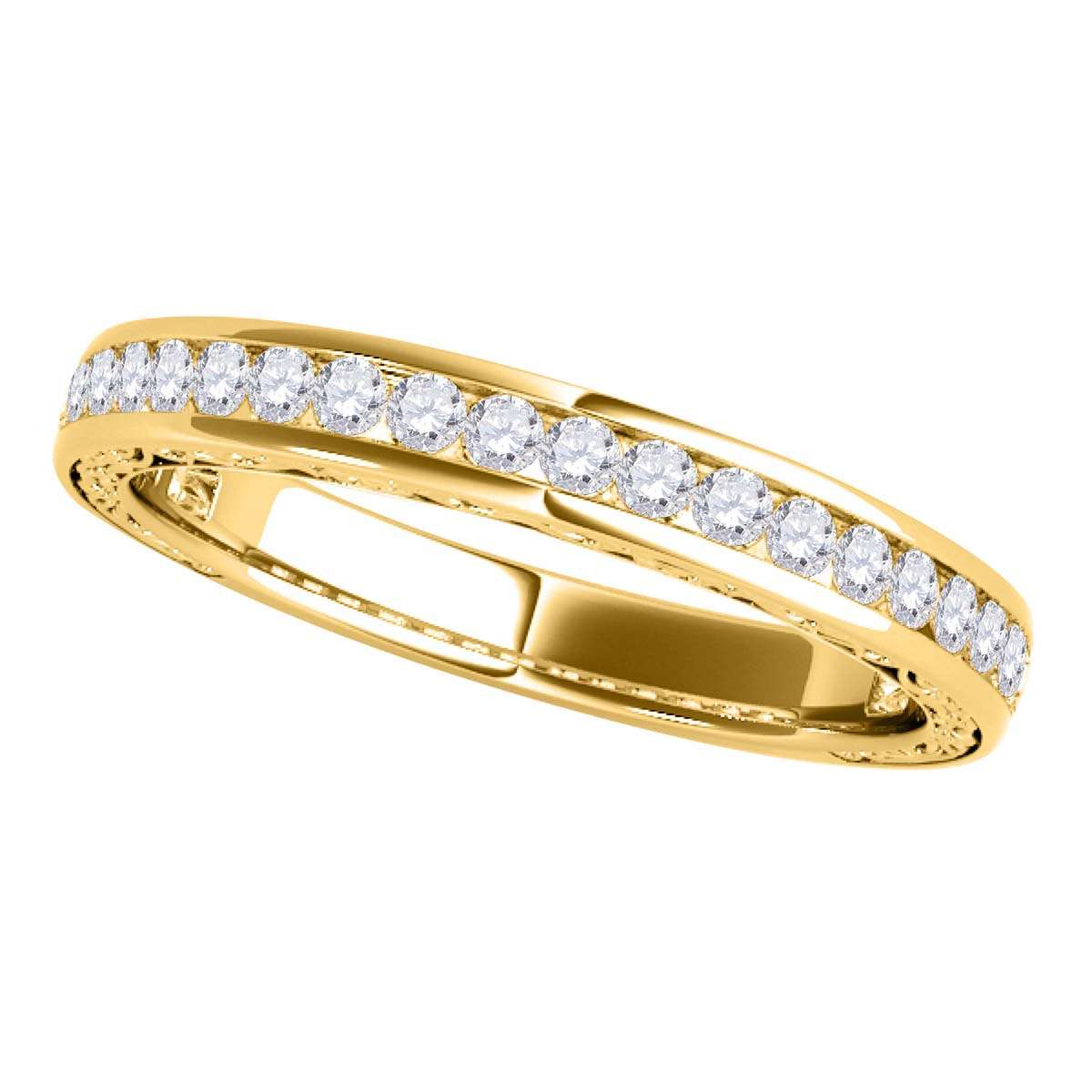 1/2 Carat Brilliant Cut Diamond Channel Set Wedding Band For Women In 14K Rose White & Yellow Gold