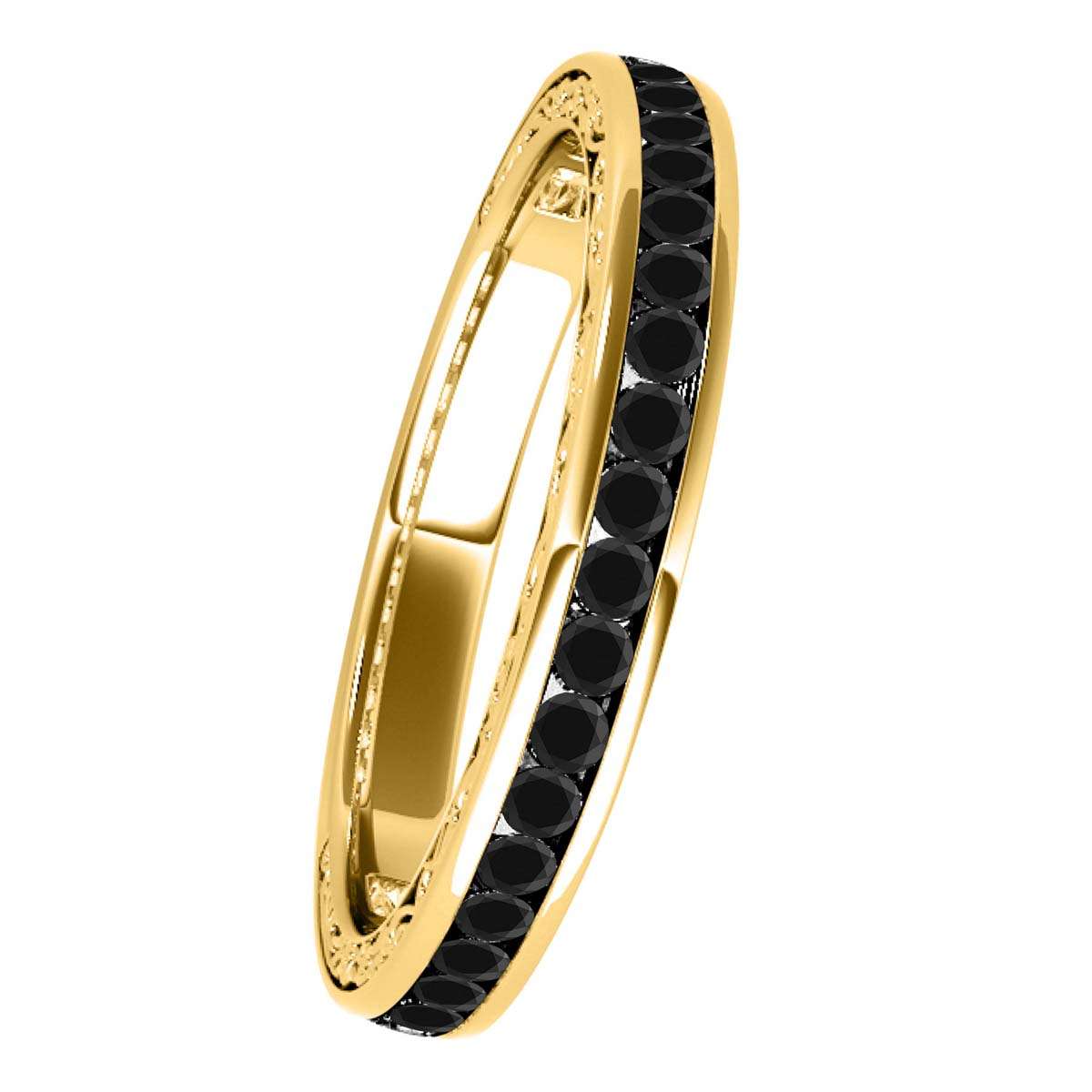 1/2 Ct Brilliant Cut Natural Black Diamond Wedding Band For Women in 14K Rose White & Yellow Gold