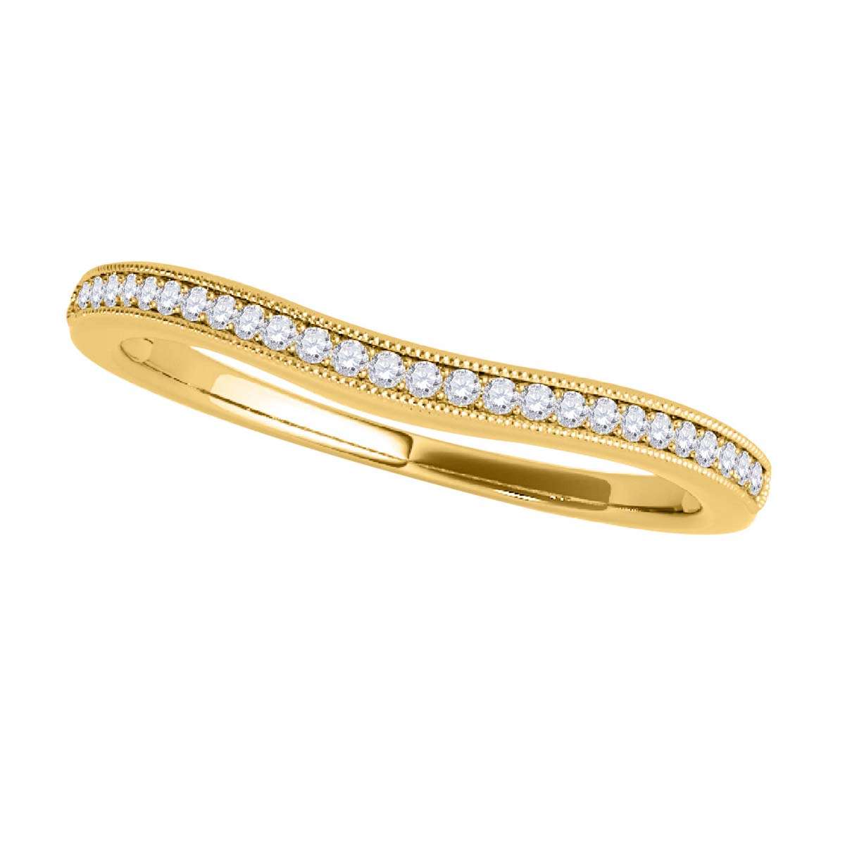 MauliJewels 1/10 ct Real Diamond Wedding Milgramsained Curve Band In10K Yellow White Rose Gold