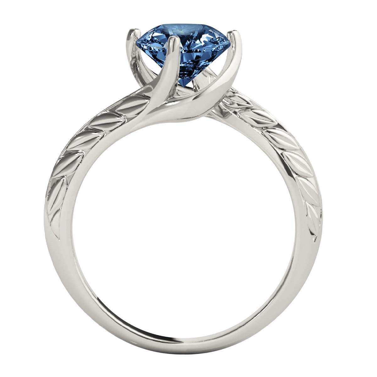 Mauli Jewels 1.00 Carat Sparkling Blue Diamond Art Deco Solitaire Engagement Ring Prong 10K White Yellow Rose Gold