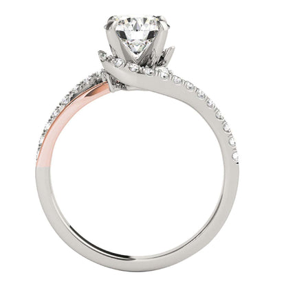 1.00 Carat Diamond Twisted Shank Two-tone Engagement Wedding Ring In 14K Rose & White Gold