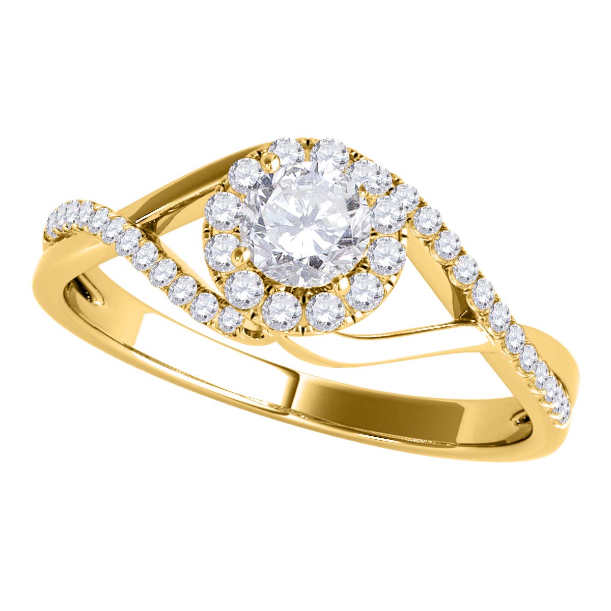 MAULIJEWELS 0.50 Carat Halo Natural Diamond Engagement Wedding Rings For Women in 10K Rose White & Yellow Gold