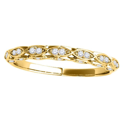 0.20 Carat Natural Prong Set Diamond Wedding Band In 14K Rose White & Yellow Solid Gold Mauli Jewels