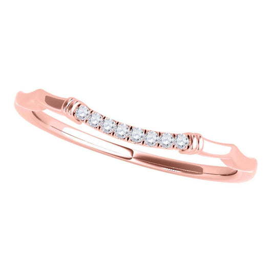 0.05 Carat Natural Diamond Curved Wedding Band For Women in 10K Rose White & Yellow Gold