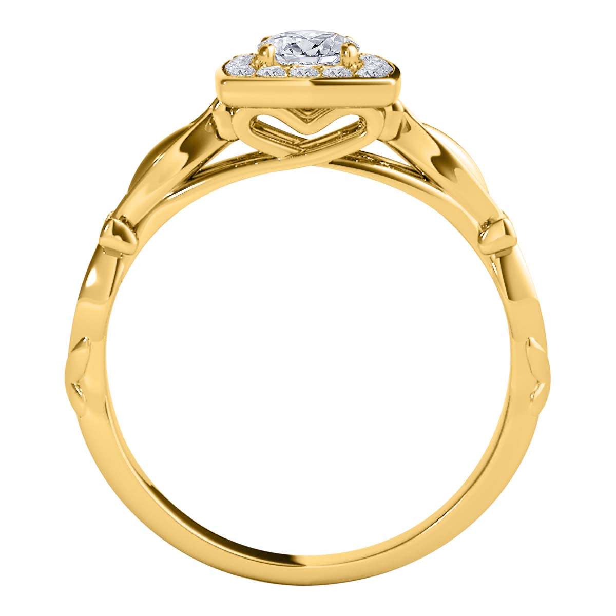 0.50 Carat Halo Diamond Engagement Rings For Women In 14K Solid Rose White & Yellow Gold