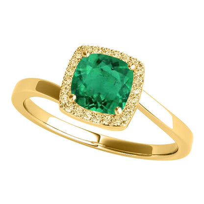 MauliJewels 2.4 Carat Halo Diamond And Emerald Cushion Cut Engagement Wedding Ring 10K Solid Rose, White & Yellow Gold