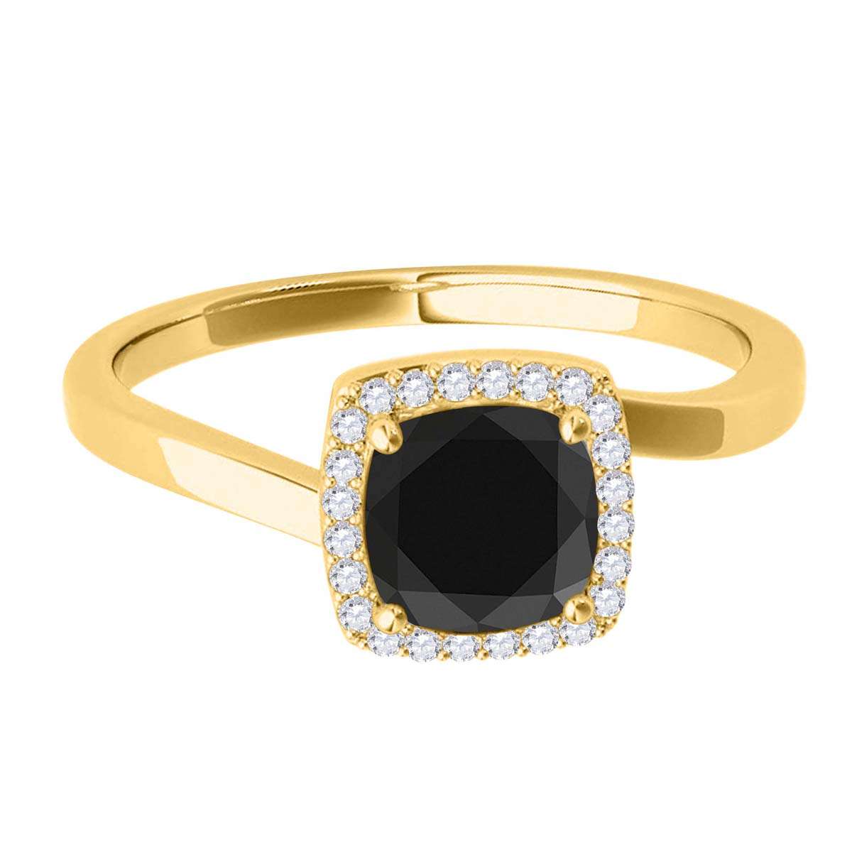 MauliJewels 2.65 Carat Cushion Black And White Diamond Halo Engagement Wedding Ring In18K Solid Rose, White & Yellow Gold