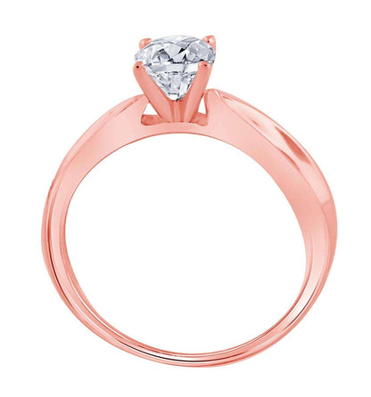 MauliJewels 0.25 Carat Brilliant Cut Diamond Solitaire Wedding Ring Prong-Setting 10K Solid White, Rose & Yellow Gold