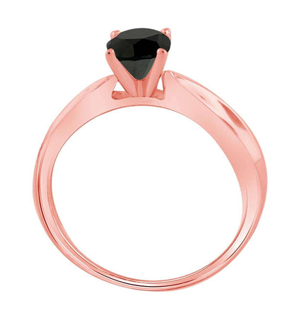 Mauli Jewels 0.50 Carat Black Diamond Solitaire Engagement Ring Prong-Setting 10K Solid White Rose Yellow Gold