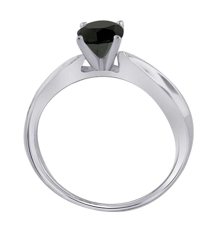 Mauli Jewels 0.50 Carat Black Diamond Solitaire Engagement Ring Prong-Setting 10K Solid White Rose Yellow Gold