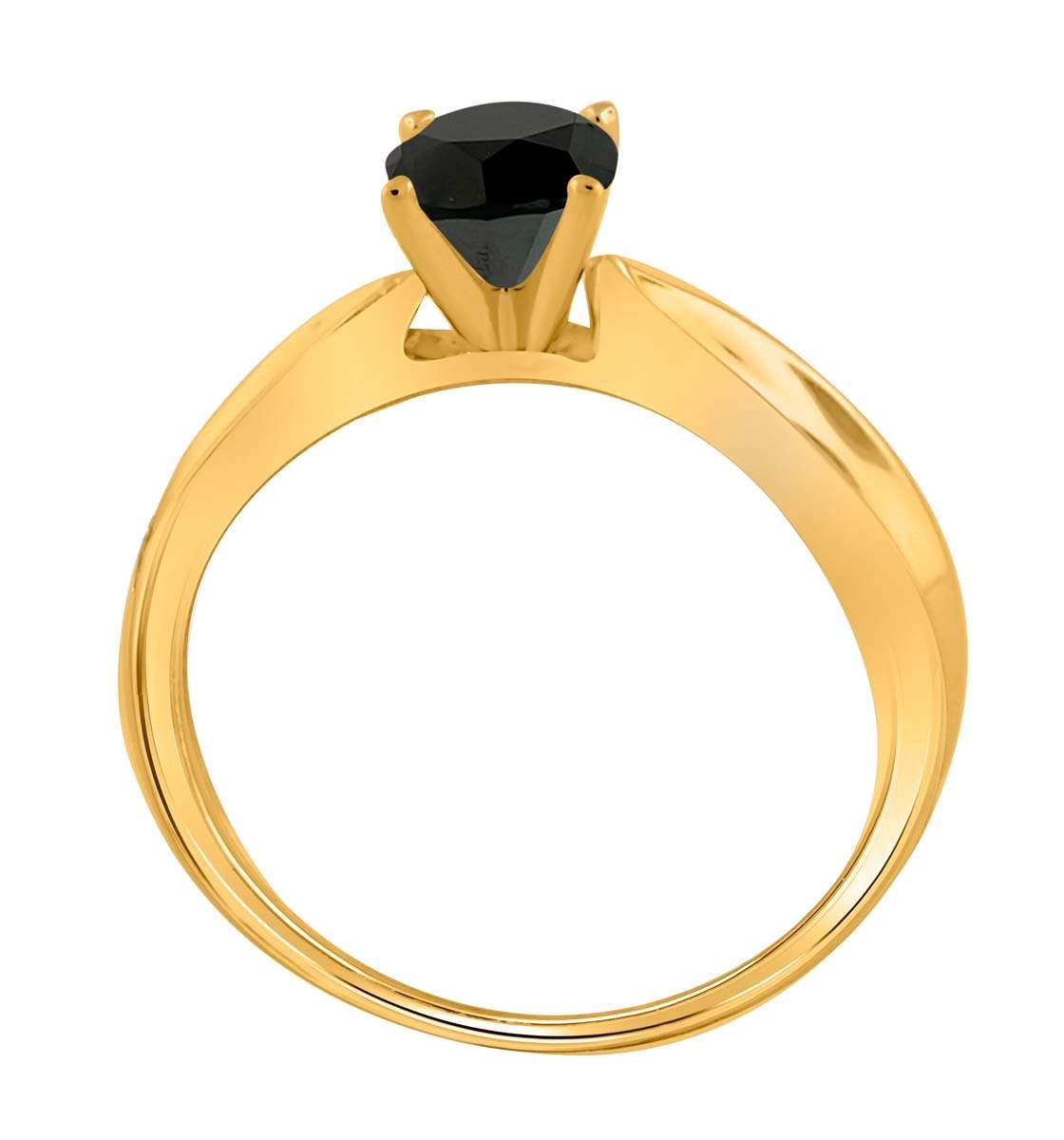 Mauli Jewels 1 Carat Black Diamond Solitaire Engagement Ring Prong-Setting 10K Solid White Rose Yellow Gold