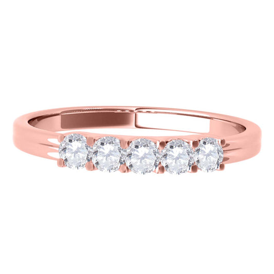 Mauli Jewels 0.25 Carat Five Stone Round Diamond Engagement Ring | 10K Rose White Yellow Gold | Natural Diamond Prong Setting Ring for Women