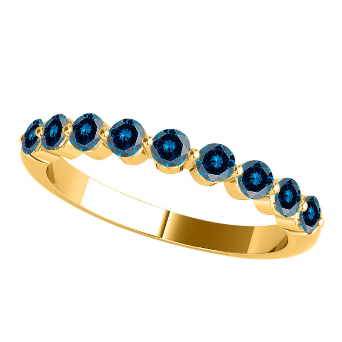 MauliJewels  0.50 Carat Blue Diamond Wedding Band for Women crafted In10K Rose, White Yellow Solid Gold