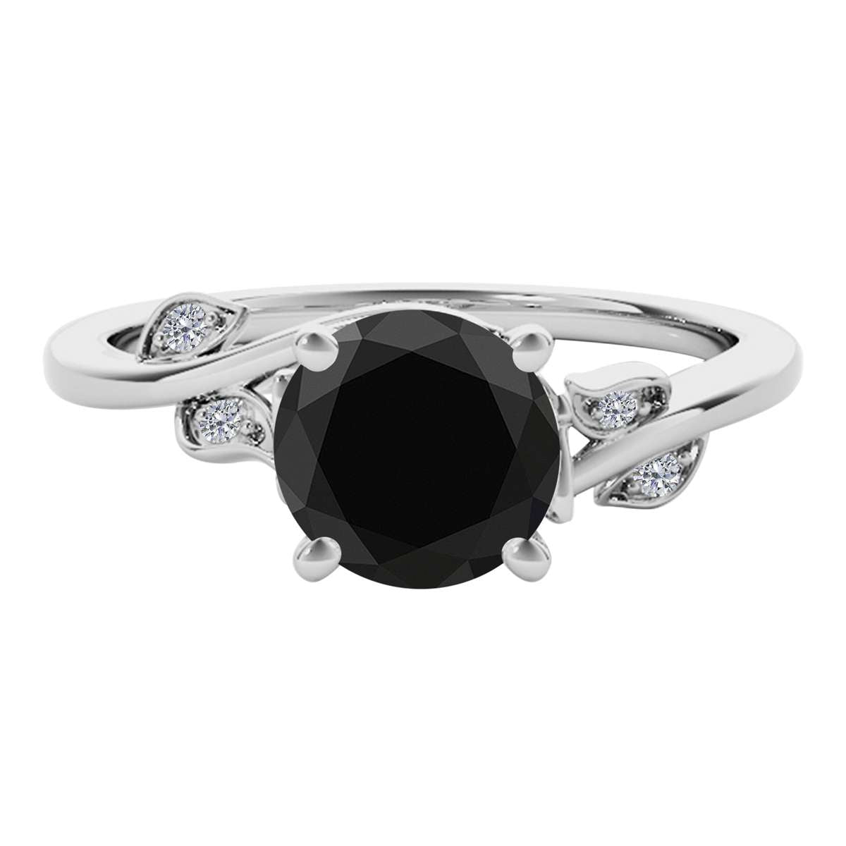 MauliJewels 1.15 Carat Black And White Diamond Bridal Ring Set For Women Crafted In 14K Solid Rose White Yellow Gold