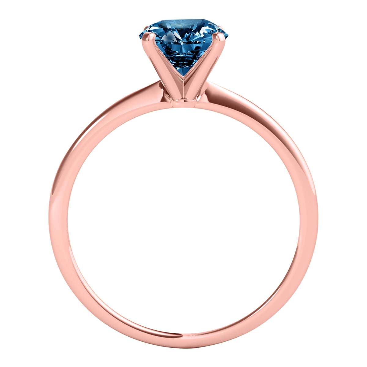 MAULI JEWELS 1.00 Carat Round Blue Diamond Prong Set Classic Solitaire Ring In 14K Solid Rose White Yellow Gold,