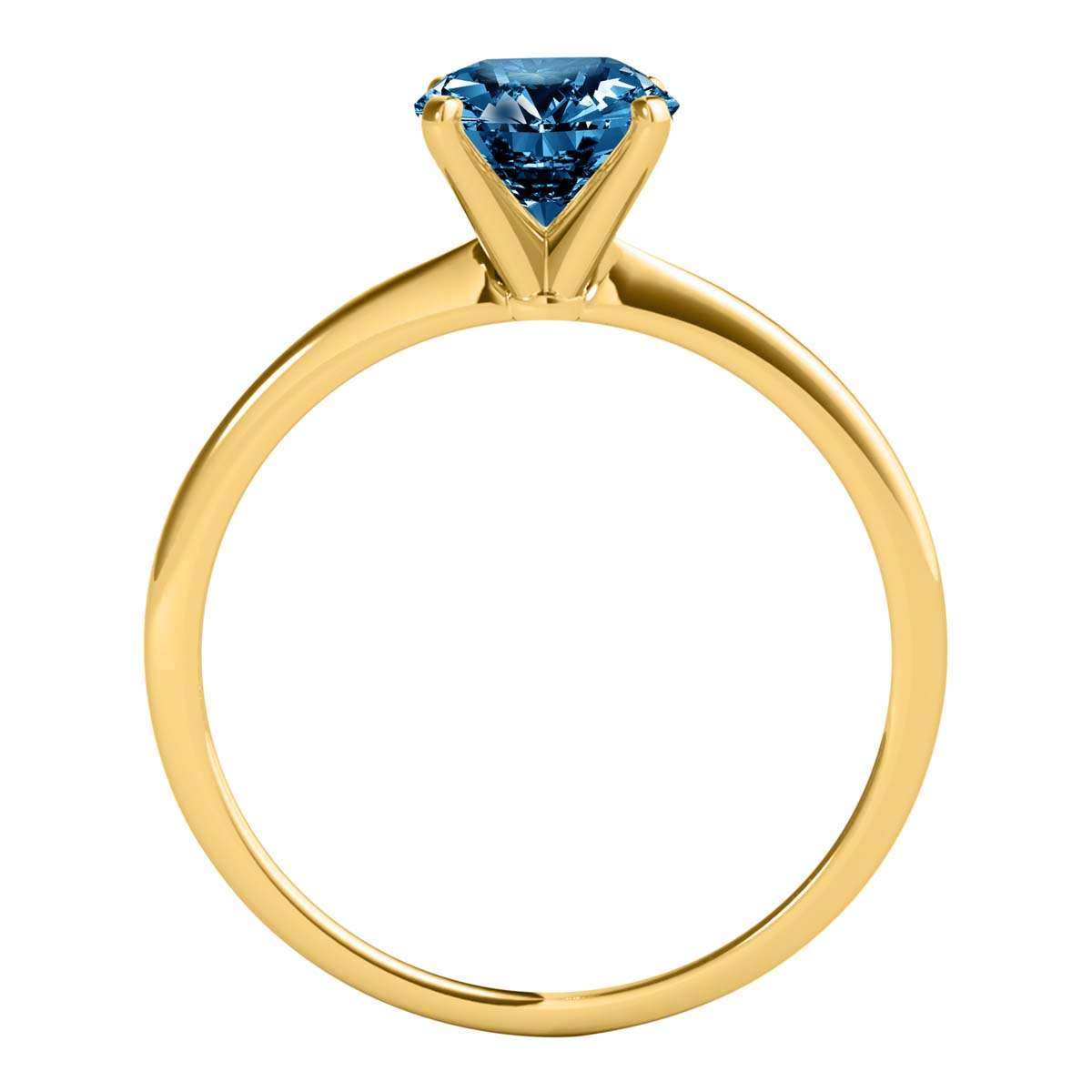 MAULI JEWELS 1.00 Carat Round Blue Diamond Prong Set Classic Solitaire Ring In 14K Solid Rose White Yellow Gold,