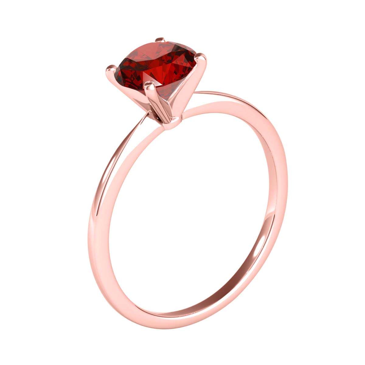 MAULI JEWELS 1.00 Carat Round Red Diamond Prong Set Classic Solitaire Ring In 18K Solid Rose White Yellow Gold,