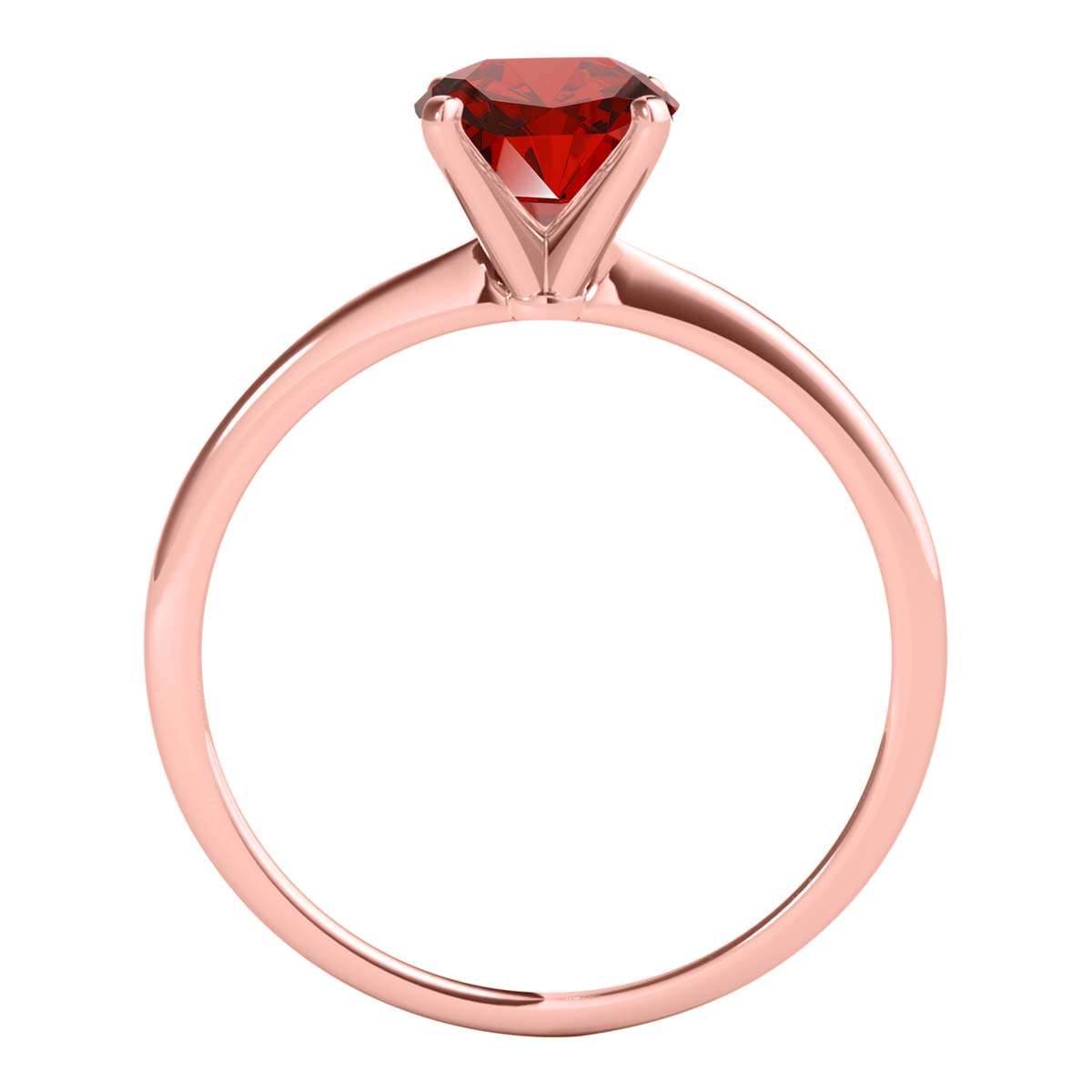 MAULI JEWELS 1.00 Carat Round Red Diamond Prong Set Classic Solitaire Ring In 18K Solid Rose White Yellow Gold,